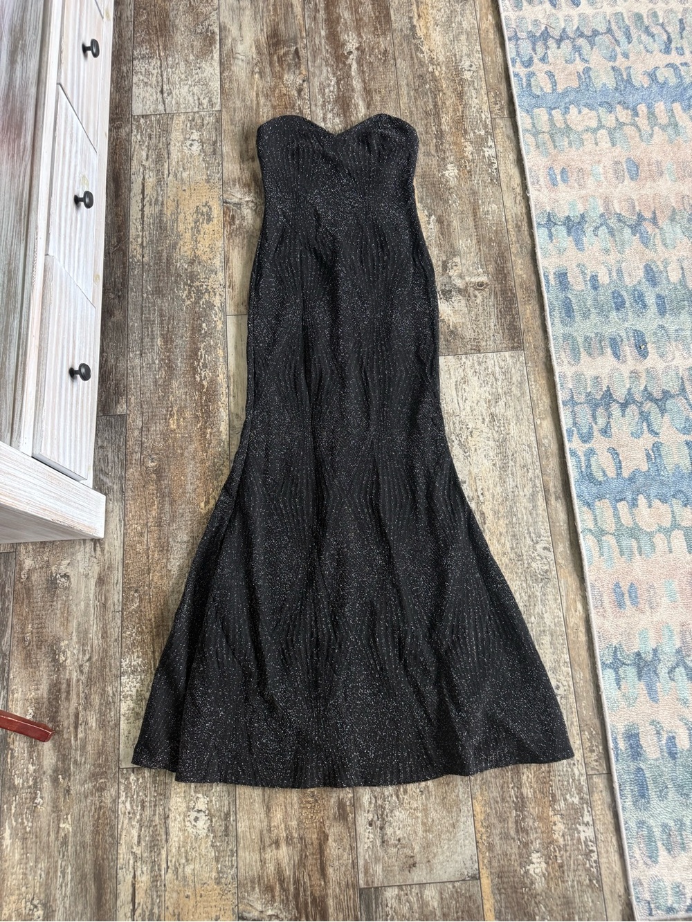 Trixxi strapless black sparkle stretch mermaid dress - M